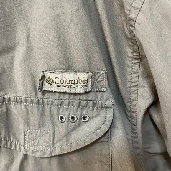 Vintage Columbia PFG Technical Fishing Button Down Shirt Green Cotton Size Large - Picture 5 of 12